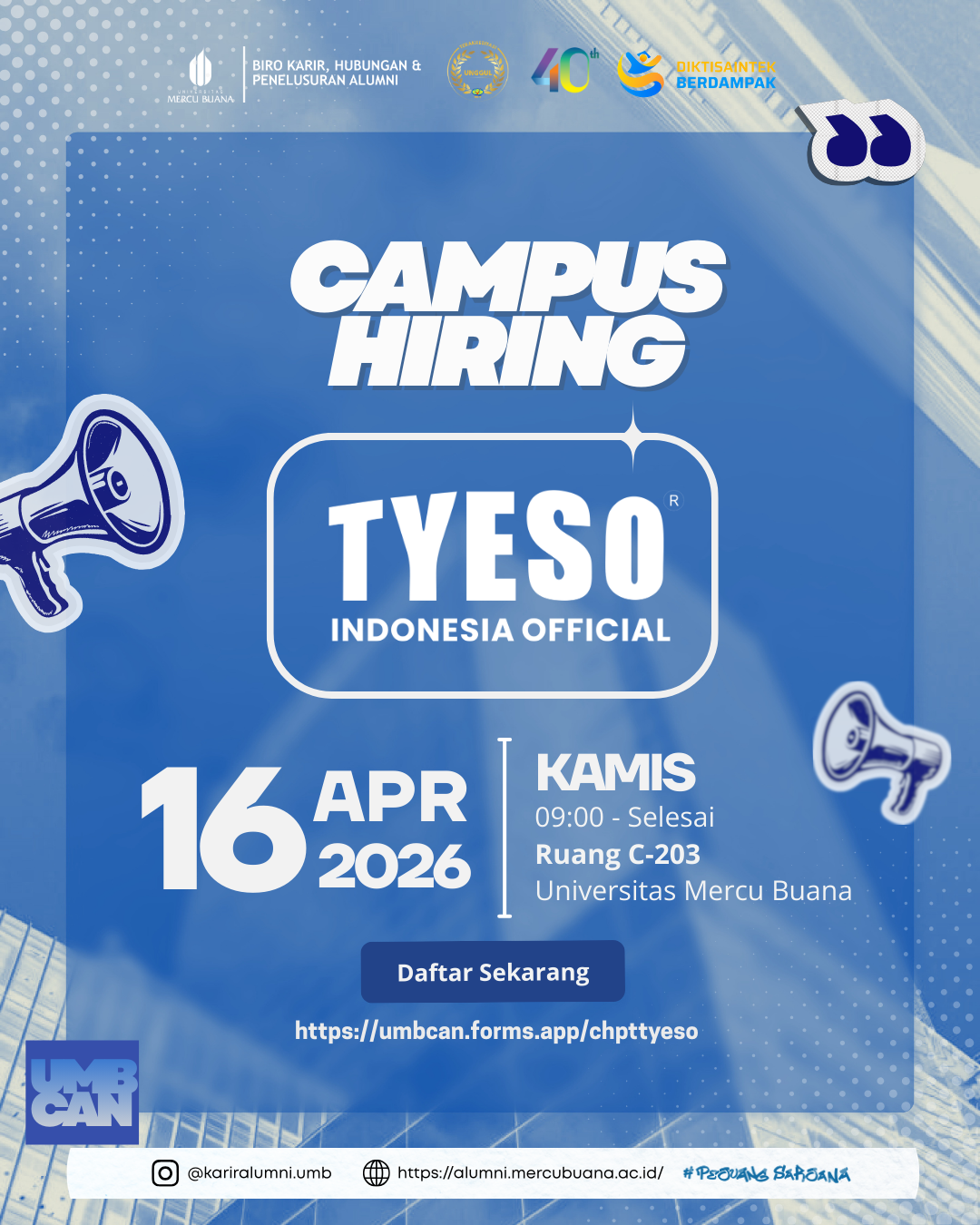 CAMPUS HIRING PT.USAHA SUKSES SENTOS (TYESO INDONESIA)